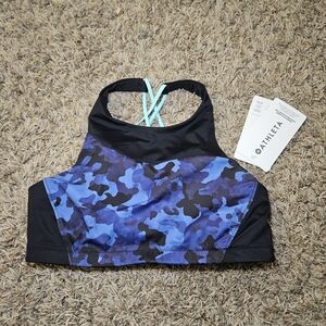 Athleta Freestyle High Neck Bikini Top Camo Women's Size Small Retail $69 NWT